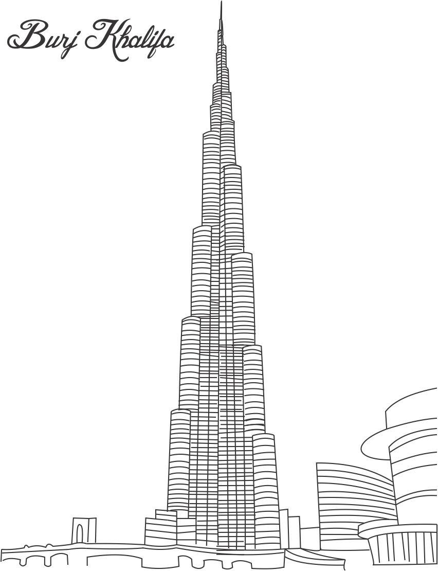 burj khalifa cartoon drawing