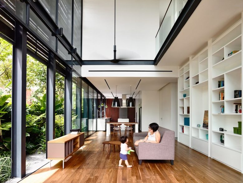 Lines of Light Terrace House in Singapore by HYLA Architects