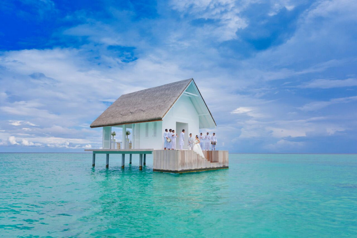 Floating wedding pavilion in the Ocean within Maldives