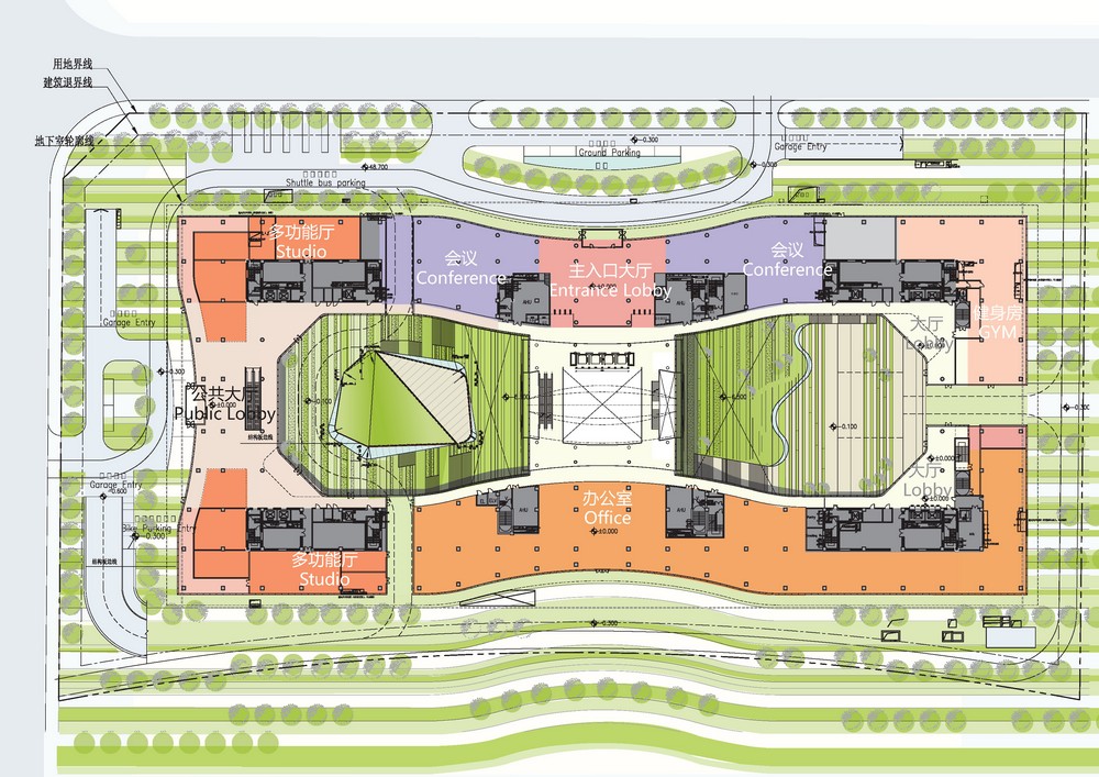 Sina Plaza, Beijing, China; Designed by Aedas; L1 Floor Plan