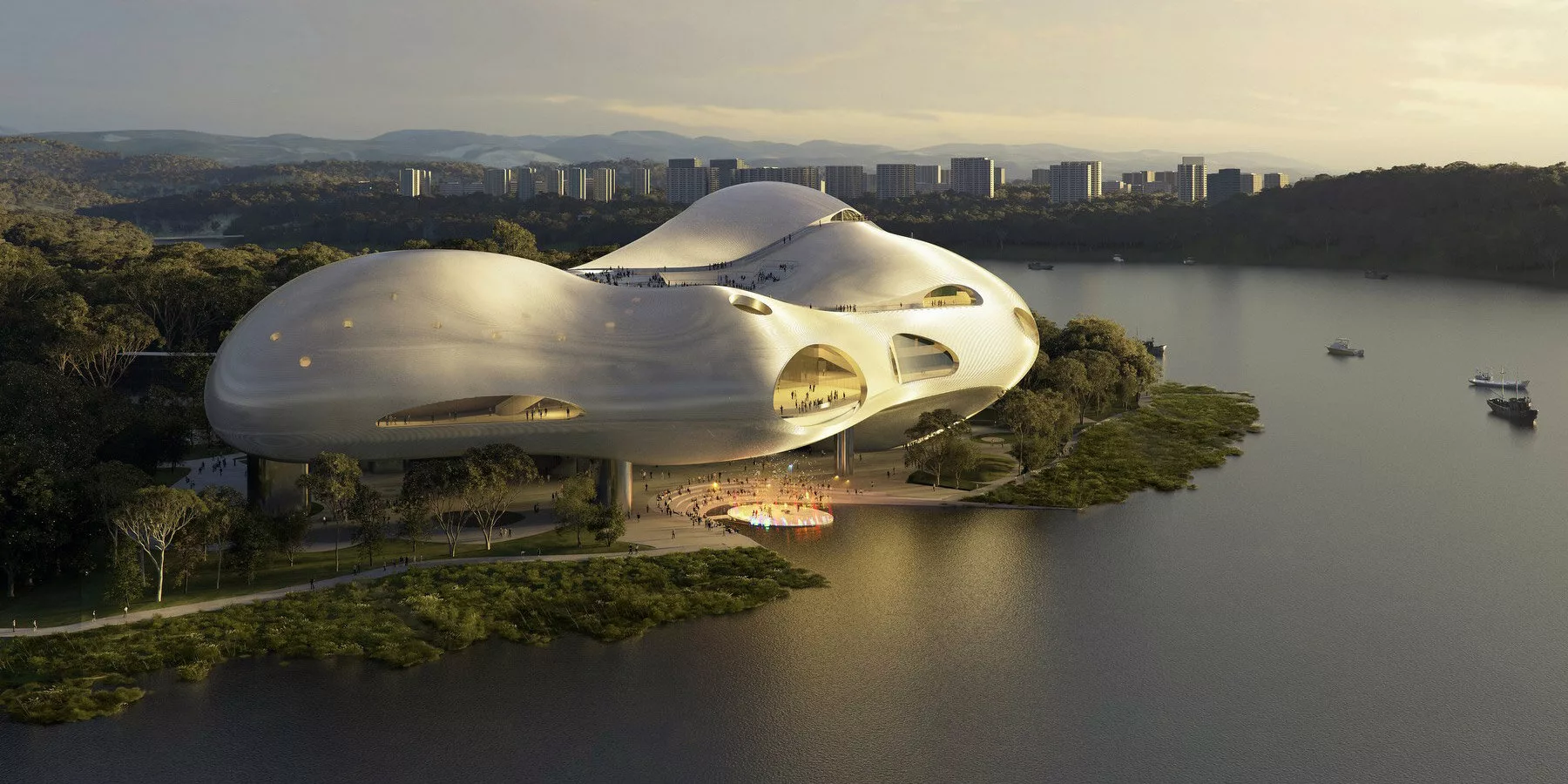 OPEN Architecture Unveils Yichang Grand Theater, Floating Along Yangtze River